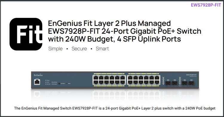 EnGenius Fit 24-Port 240W Gigabit PoE+ Switch 17,900 บาท 